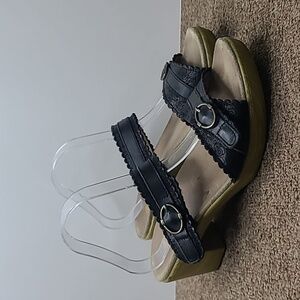 Alegria Bob Black Leather Strappy Healed Sandals sz 41